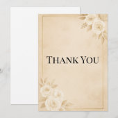 Luxury Beige & Gold Wedding Thank You Card サンキューカード (正面/裏面)