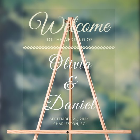 Luxury Beige Script Name Welcome アクリルサイン (ニュートラル)