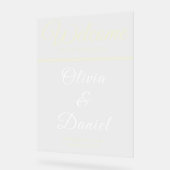 Luxury Beige Script Name Welcome アクリルサイン (傾斜)