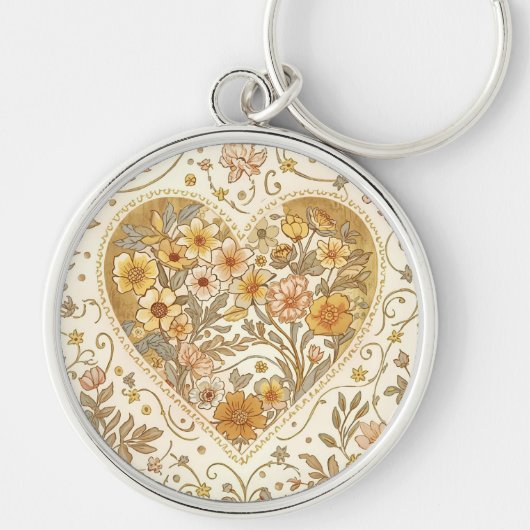 Luxury, , Beigi Gold ,Love Heart , Valentine's Day キーホルダー (正面)