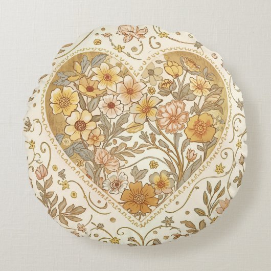 Luxury, , Beigi Gold ,Love Heart , Valentine's Day ラウンドクッション (正面)