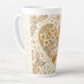 Luxury, , Beigi Gold Yellow ,Love Heart Flowers カフェラテマグ (左アングル)