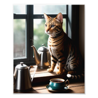 Luxury Bengal Cat Portrait by Window フォトプリント