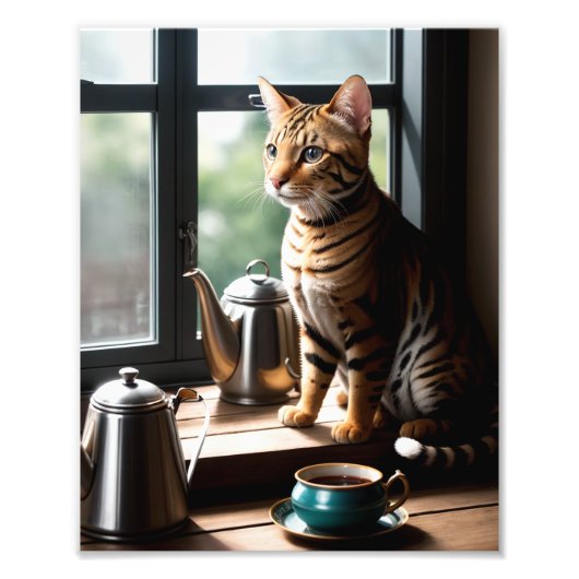 Luxury Bengal Cat Portrait by Window フォトプリント (正面)