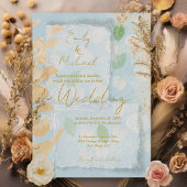 Luxury Bespoke Watercolor Art Elegant Wedding   招待状