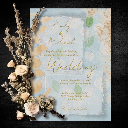 Luxury Bespoke Watercolor Art Elegant Wedding   招待状