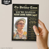 Luxury Birthday Newspaper Invite Program Foil Card 箔招待状