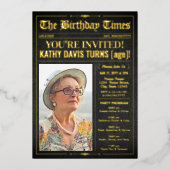 Luxury Birthday Newspaper Invite Program Foil Card 箔招待状 (正面)