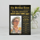 Luxury Birthday Newspaper Invite Program Foil Card 箔招待状 (立ち正面)