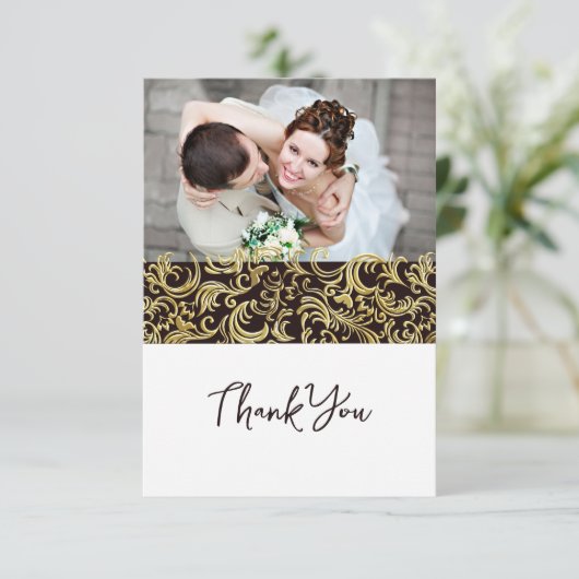 Luxury Blackと金ゴールドデザイン(写真あり) サンキューカード (スタンド正面)
