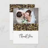 Luxury Blackと金ゴールドデザイン(写真あり) サンキューカード (正面/裏面)