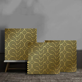Luxury Black and Gold Abstract Maze タイル