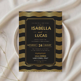 Luxury Black and Gold Art Deco Elegant Gatsby 招待状