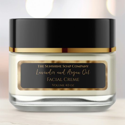 Luxury Black and Gold Cosmetics Jar Label ラベル