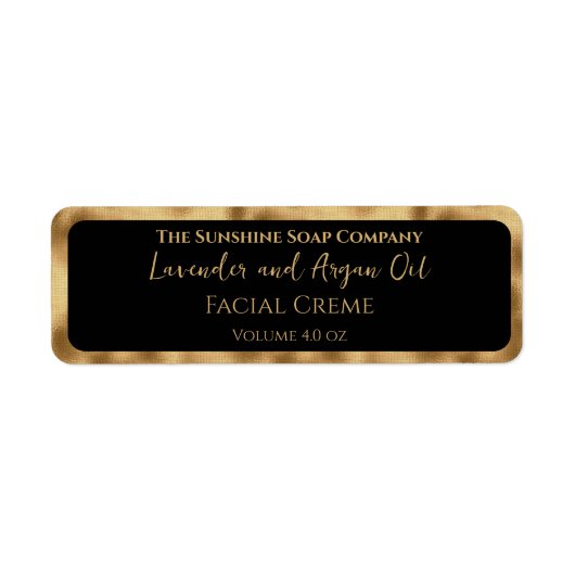Luxury Black and Gold Cosmetics Jar Label ラベル (正面)