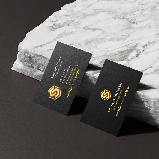 Luxury Black and Gold Elegant with Logo 名刺