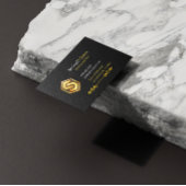 Luxury Black and Gold Elegant with Logo 名刺