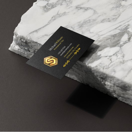 Luxury Black and Gold Elegant with Logo 名刺