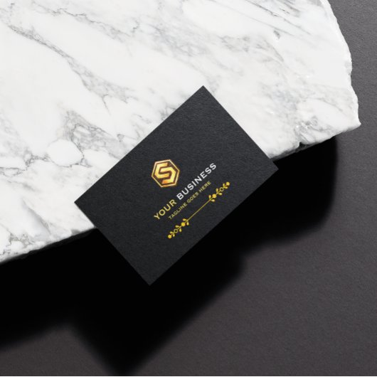 Luxury Black and Gold Elegant with Logo 名刺