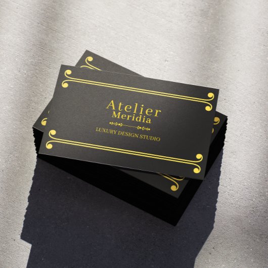 Luxury Black and Gold Floral Elegant 名刺