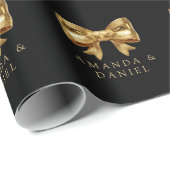 Luxury Black and Gold  Golden Bow Wedding  ラッピングペーパー (ロールコーナー)