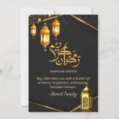 Luxury Black and Gold Lantern Iftar Dinner 招待状 (裏面)