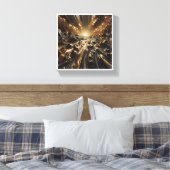 Luxury Black and Gold Liquid Marble - Modern Abstr キャンバスプリント (インサイチュ (寝室))