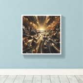 Luxury Black and Gold Liquid Marble - Modern Abstr キャンバスプリント (インサイチュ (ウッドフロア))