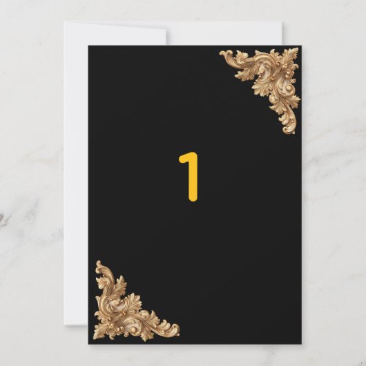 Luxury Black and Gold Mandala Table Numbers 招待状 (正面)