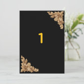 Luxury Black and Gold Mandala Table Numbers 招待状 (スタンド正面)