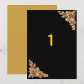 Luxury Black and Gold Mandala Table Numbers 招待状 (正面/裏面)