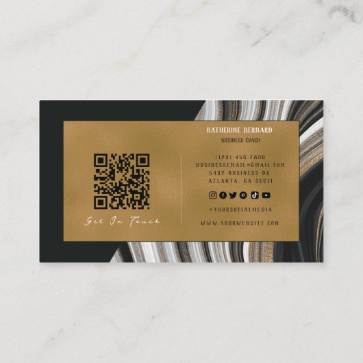 Luxury Black and Gold Marble Business Coach Card 名刺 (裏面)
