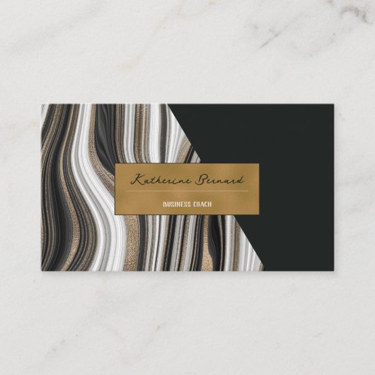 Luxury Black and Gold Marble Business Coach Card 名刺 (正面)