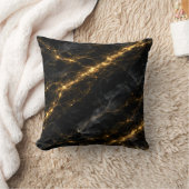 Luxury Black and Gold Marble Throw Pillow クッション (ブランケット)