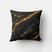 Luxury Black and Gold Marble Throw Pillow クッション (裏面)