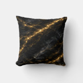 Luxury Black and Gold Marble Throw Pillow クッション (正面)