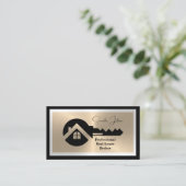 Luxury Black and Gold QR Code Photo Real Estate  名刺 (スタンド正面)