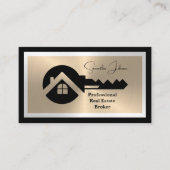 Luxury Black and Gold QR Code Photo Real Estate  名刺 (正面)