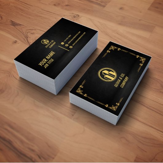 Luxury Black and Gold QR Contact Card 名刺