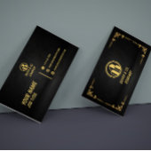 Luxury Black and Gold QR Contact Card 名刺