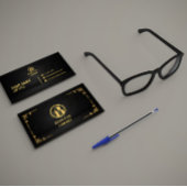 Luxury Black and Gold QR Contact Card 名刺