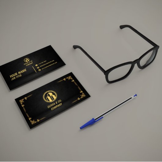 Luxury Black and Gold QR Contact Card 名刺