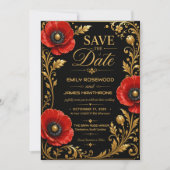 Luxury Black and Gold Red Poppy セーブザデート (正面)