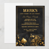 Luxury Black And Gold Vegas Bachelor Party 招待状 (正面/裏面)