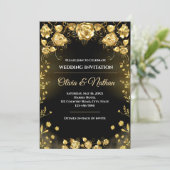Luxury Black and Gold Wedding Invitation 招待状 (スタンド正面)