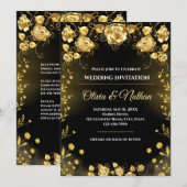 Luxury Black and Gold Wedding Invitation 招待状 (正面/裏面)