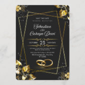 Luxury Black and Gold Wedding Invitation 招待状 (正面)
