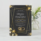 Luxury Black and Gold Wedding Invitation 招待状 (スタンド正面)