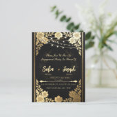 Luxury Black and Gold Wedding Invitation - Elegant ポストカード (スタンド正面)