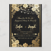 Luxury Black and Gold Wedding Invitation - Elegant ポストカード (正面)